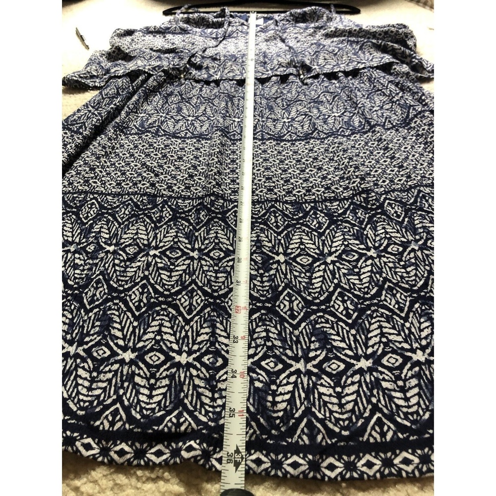 Faded Glory Dress XXL Blue White Knee Length Tiered Boho Spaghetti Straps Cruise - Picture 5 of 10